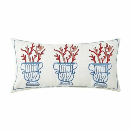 PUESTA EN ESCENA 12 x 24 in. Coral Vase Embroidered Pillow, Poly Fibre PU3691835